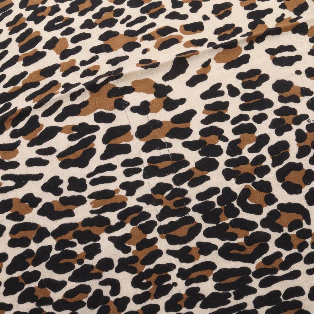 Hermes leopard print stole, silk, cashmere, women's, beige, black, brown. - Picture 7 of 10